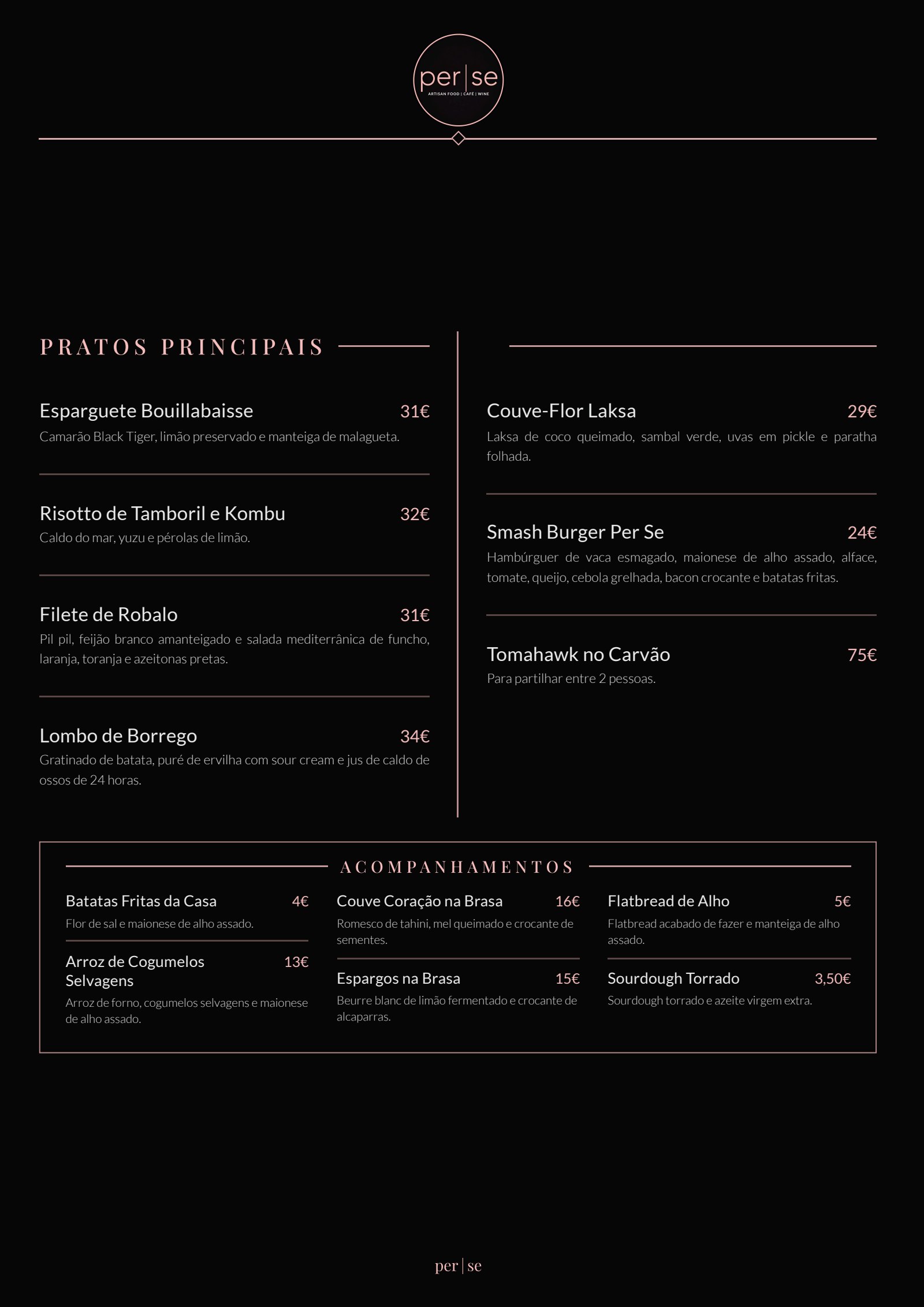 Menu Jantar PT — verso